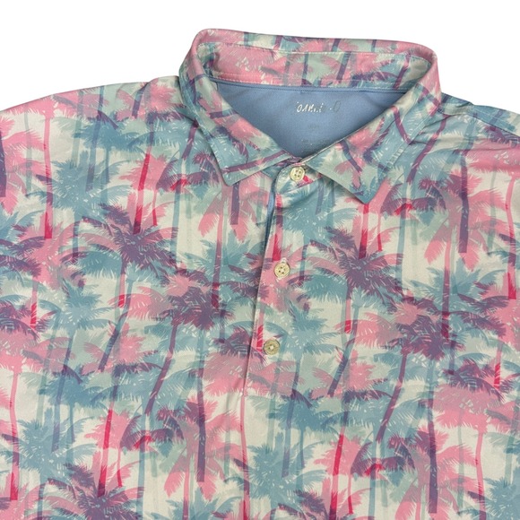 Johnnie O Other - Johnnie O Golf Mens XL Polo Shirt Pink Blue Palm Tree Tropical Performance Pique